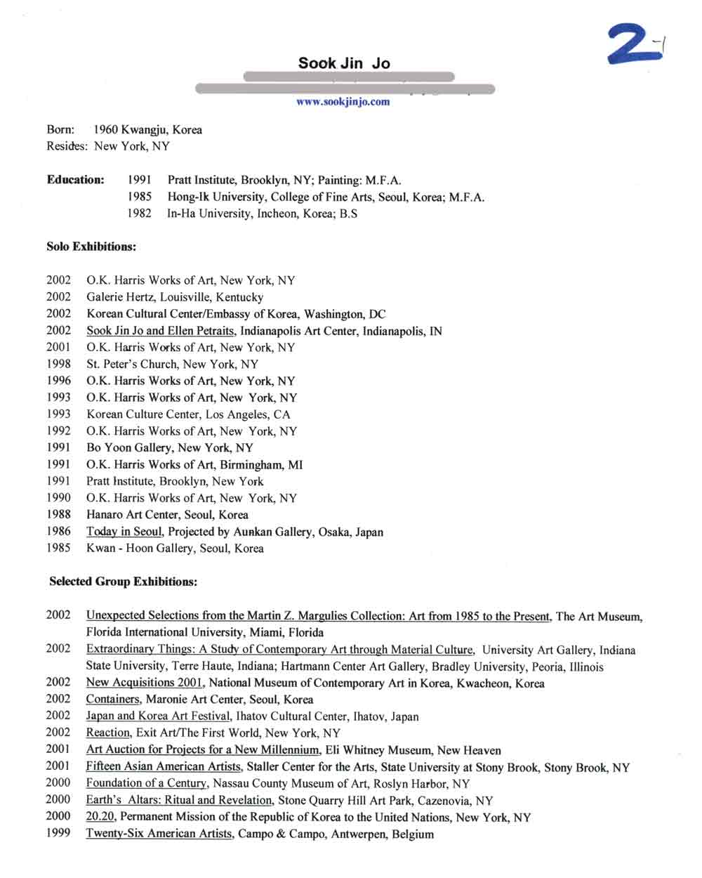 resume for artists